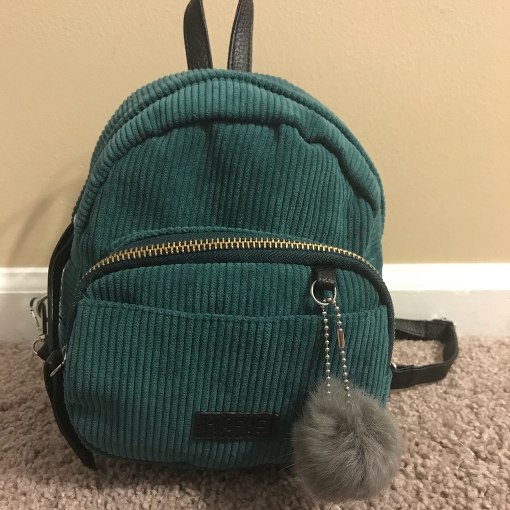 Green Corduroy Mini Backpack